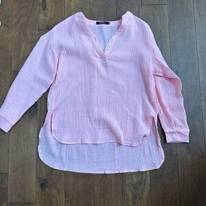 Automet Pink Crinkle Button-Up Shirt